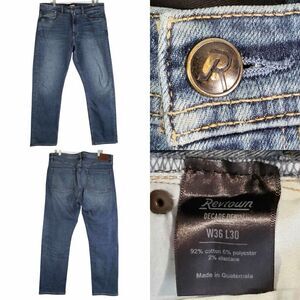 Revtown Jeans Mens Size 36X30 Dark Wash Blue Decade Denim Sharp Straight Stretch